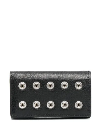 Diesel Studded Leather Wallet In Black