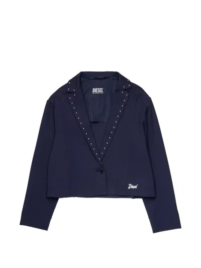Diesel Kids' Studded Logo Blazer In Blue