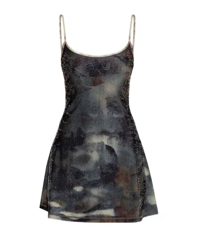 Diesel Studded Printed Mini Dress In Multi