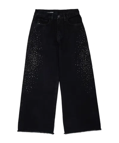 Diesel Studded Raw-cut Jeans In Black