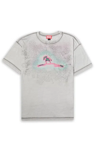 Diesel Studded Surfer T-shirt Grey In Gray