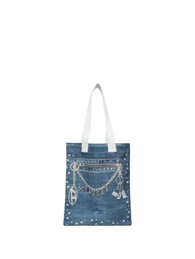 Diesel Kids' Studded Wrisy Shoulder Bag In Blue