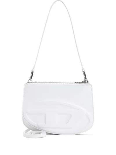 Diesel Smooth Leather Shoulder Handbag With Adjustable Strap In White