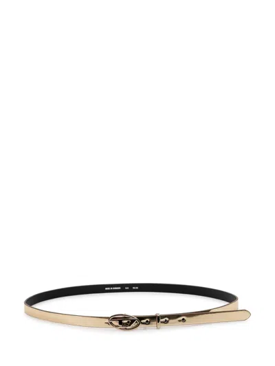 Diesel Stylish Leather Belt With Logo In Bianco