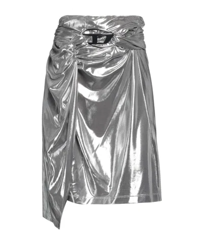 Diesel Stylish Metallic A-line Skirt In Silver