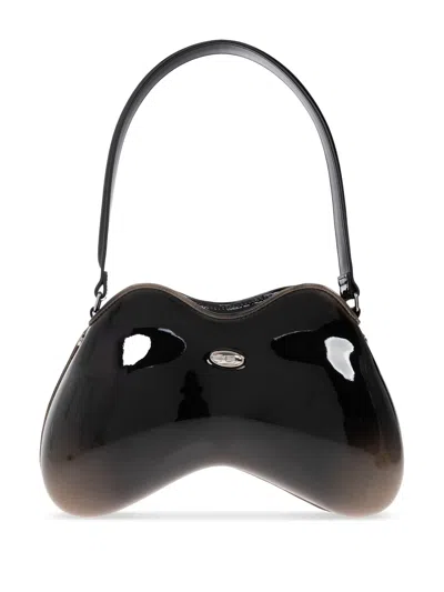 Diesel Stylish Mini Hard Handbag With Oval Rivet And Zip Closure In Black