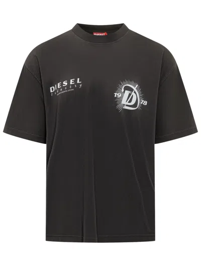 Diesel Stylish T-shirt With Unique Stamp Design In Nero