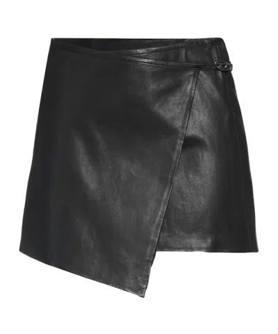 Diesel Stylish Versatile Solid Color Leather Skirt In Black