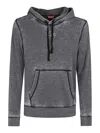 Diesel Hooded Sweater With Kangaroo Pocket And Ribbed Finish In Grey
