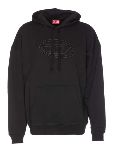 Diesel S-ummer Bigoval Biologic Cotton Sweatshirt With Frontal Oval-d Logo In Black