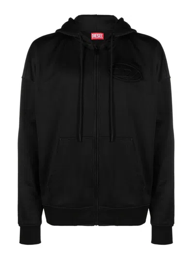 Diesel Logo-patch Detail Hoodie In Black