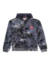 Diesel Crewneck Sweater With Hood And Abstract Print In Blue