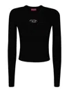 Diesel Women M-valari Top In Black Ribbed Stretch Jersey In Black