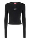 Diesel M-anchor-a Cropped Denim Sweatshirt With Cut-out Detail In Negro