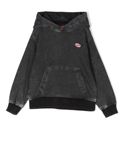 Diesel Kids' Sum-rib Faded Hoodie In 灰色
