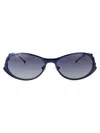 Diesel Shiny Brushed Antique Blue Metal Sunglasses In Blue