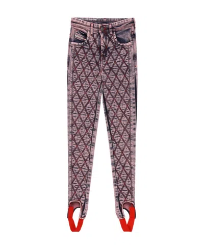 Diesel Super-skinny Quilted Jeans In Pink