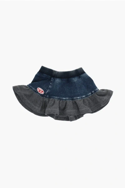 Diesel Sweat And Denim Flared Gmeib Skirt