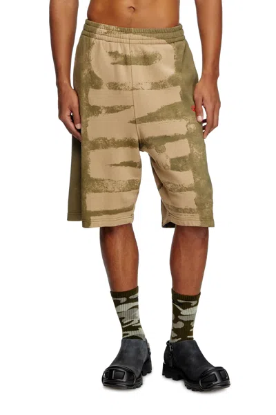 Diesel Sweat Shorts With Damiano Print In Green