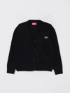 Diesel Cardigan Misto Lana E Cashmere Con Patch In Black
