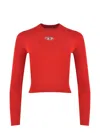 Diesel Rib-knit Viscose-blend Top With Oval D In Rosso