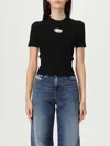 Diesel Women T-uncutie-long-od-q1 Slim T-shirt In Black Organic Jersey In Black