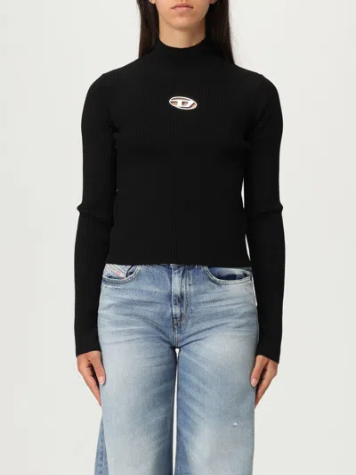 Diesel Top A Coste In Lana E Cashmere In Black