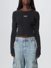 Diesel M-anchor-a Black Ribbed Long-sleeve Top In Black