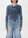 Diesel Women `m-anchor-a` Rib-knit Top With `oval D` In Blue