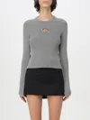 Diesel Woman Sweater Grey Size M Cotton In Weiss