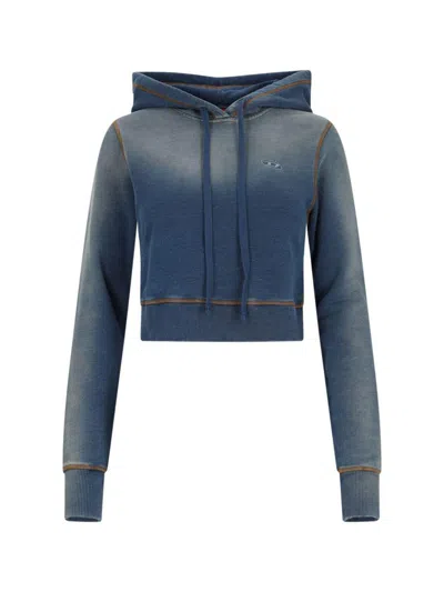 Diesel Women Oval D Hoodie In Blue
