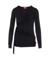 Diesel Draped V-neck Wrap-on Top In Black