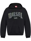 Diesel Hoodie With Destroyed-effect Logo Print In Black