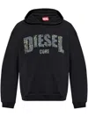 Diesel Hoodie With Destroyed-effect Logo Print In Black