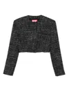 Diesel Cropped Tweed Jacket Long Sleeves In Black