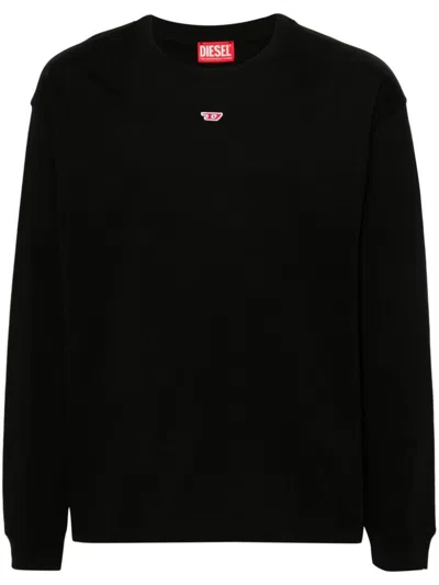 Diesel Classic Cotton Sweatshirt With Ribbed Detailing And Relaxed Fit In Black