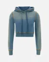 Diesel 'slimmy' Cropped Hooded Sweatshirt In Blue