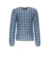 Diesel Crewneck Houndstooth Pattern Sweater In Blue