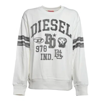 Diesel Boys Soft Cotton Collegiate Graphic Sweatshirt With Back 1978 Print In White