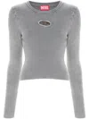 Diesel Woman Sweater Grey Size M Cotton In Multicolor