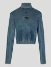 Diesel Cropped Turtleneck Sweater Ribbed Texture In Multicolor
