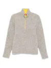 Diesel High Collar Textured Knitwear Zipper In Neutral