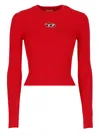 Diesel Rib-knit Viscose-blend Top With Oval D In Red