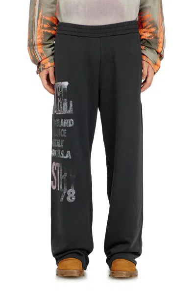 Diesel Sweatpants With Concert Graphics In Black