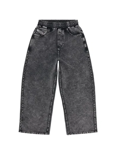 Diesel Wide Leg Denim Trousers Low Crotch In White