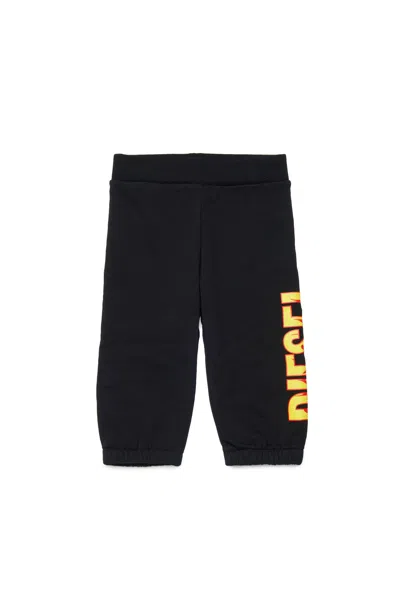 Diesel Kids' Pantaloni In Felpa Con Logo In Black