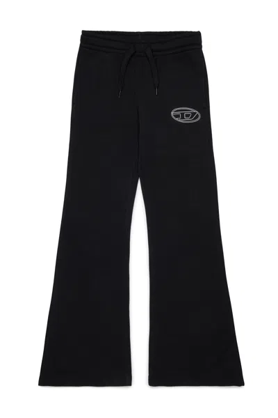 Diesel Kids' Oval D Flared Trousers In Black