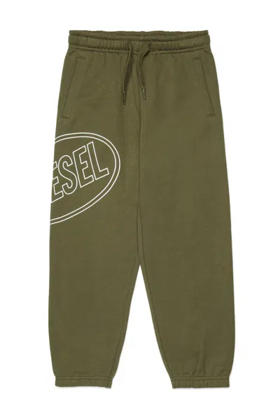 Diesel Kids' Pcircle Logo Track Pants In Green