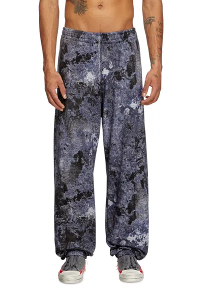 Diesel Sweatpants With Marble Wash Treatment In Blue
