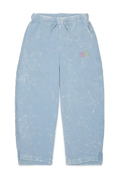 Diesel Kids' Sweatpants With Washed Effect And Logo In Blue